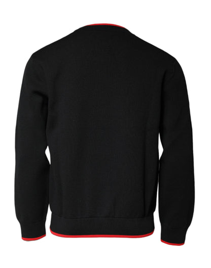 Dolce &amp; Gabbana Schwarzer Nylon-Strickpullover mit DGLogo für Herren