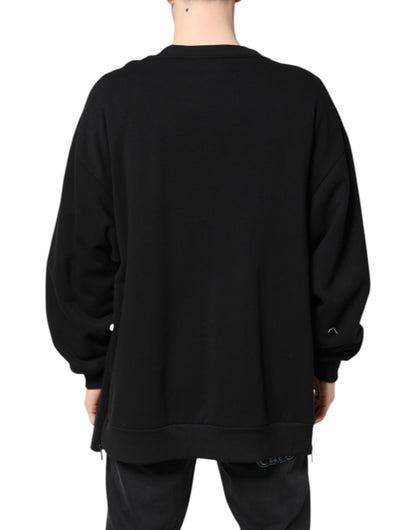 Dolce &amp; Gabbana – Schwarzer Pullover mit Logo-Print aus Baumwolle für Herren