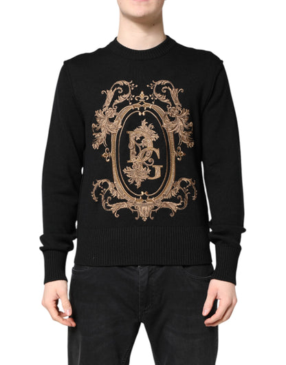 Dolce &amp; Gabbana – Schwarzer Strickpullover mit Logo-Stickerei