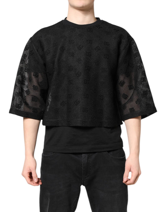 Dolce &amp; Gabbana Black See Through Logo Short Sleeves T-shirt