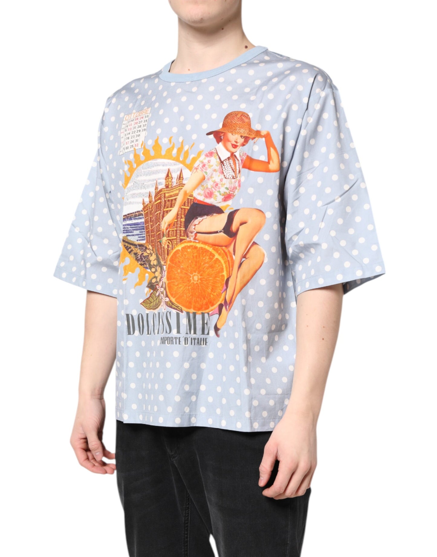 Dolce &amp; Gabbana Light Blue Graphic Print Short Sleeve T-shirt