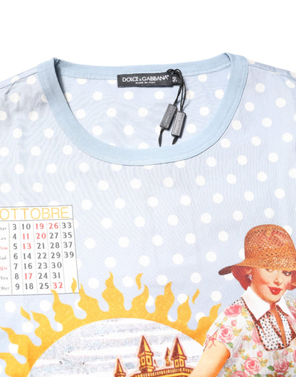 Dolce &amp; Gabbana Light Blue Graphic Print Short Sleeve T-shirt