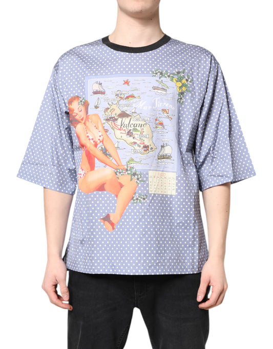 Dolce &amp; Gabbana Light Blue Graphic Print Short Sleeve T-shirt