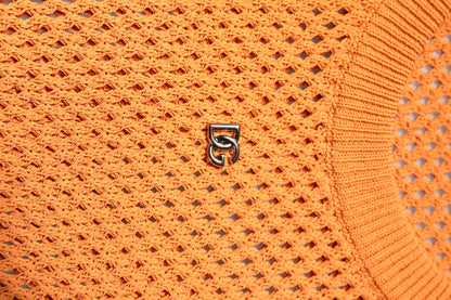 Dolce &amp; Gabbana Orange Cashmere Round Neck Sleeveless T-shirt