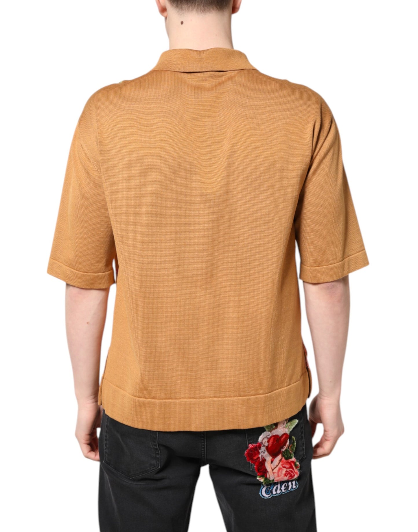 Dolce &amp; Gabbana Brown Floral Collared Short Sleeve T-shirt