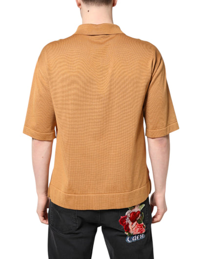 Dolce &amp; Gabbana Brown Floral Collared Short Sleeve T-shirt