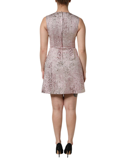 Dolce &amp; Gabbana – Ärmelloses Mini-Etuikleid aus Jacquard in Rosa