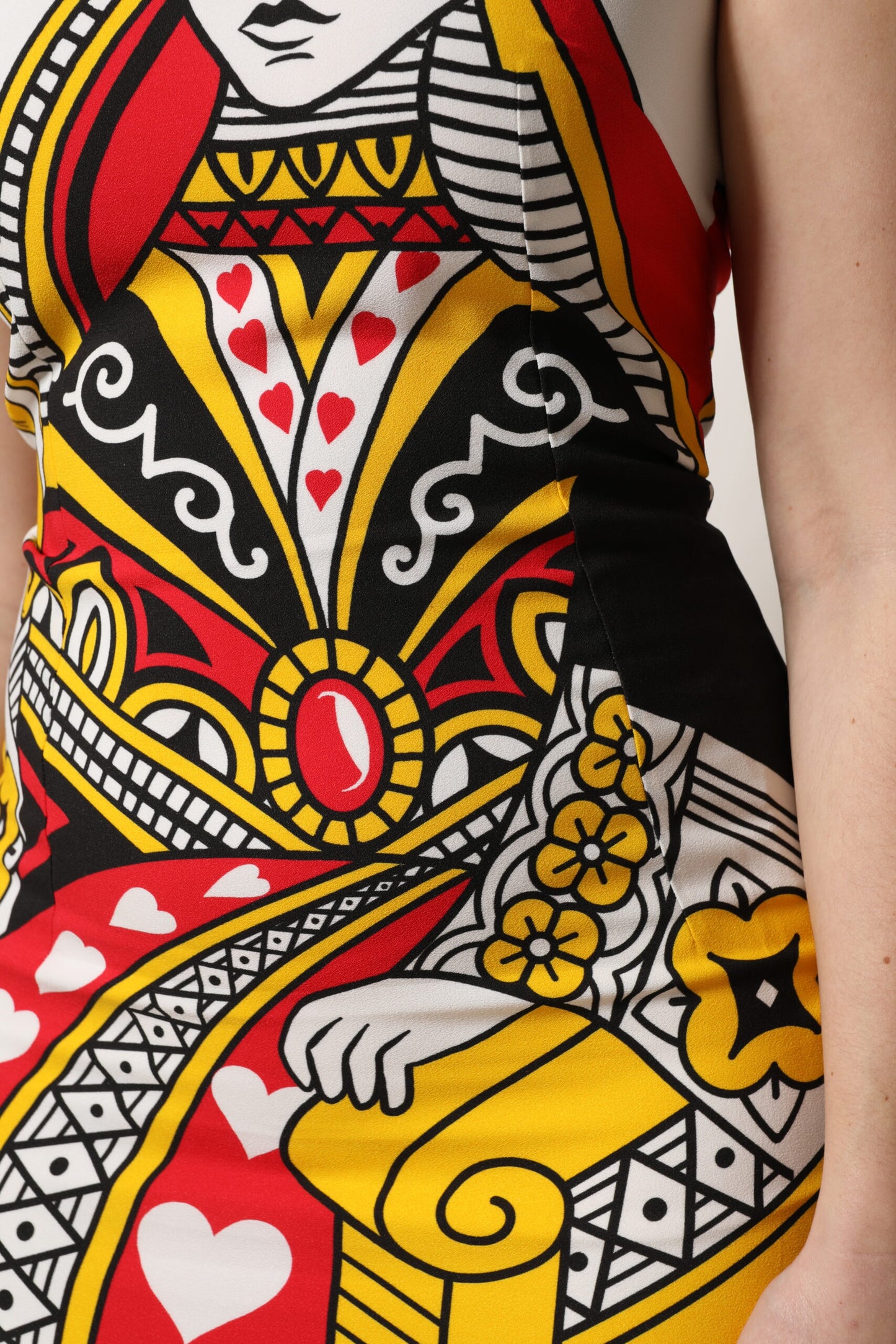 Dolce &amp; Gabbana Weißes, ärmelloses Maxikleid „Queen of Hearts“