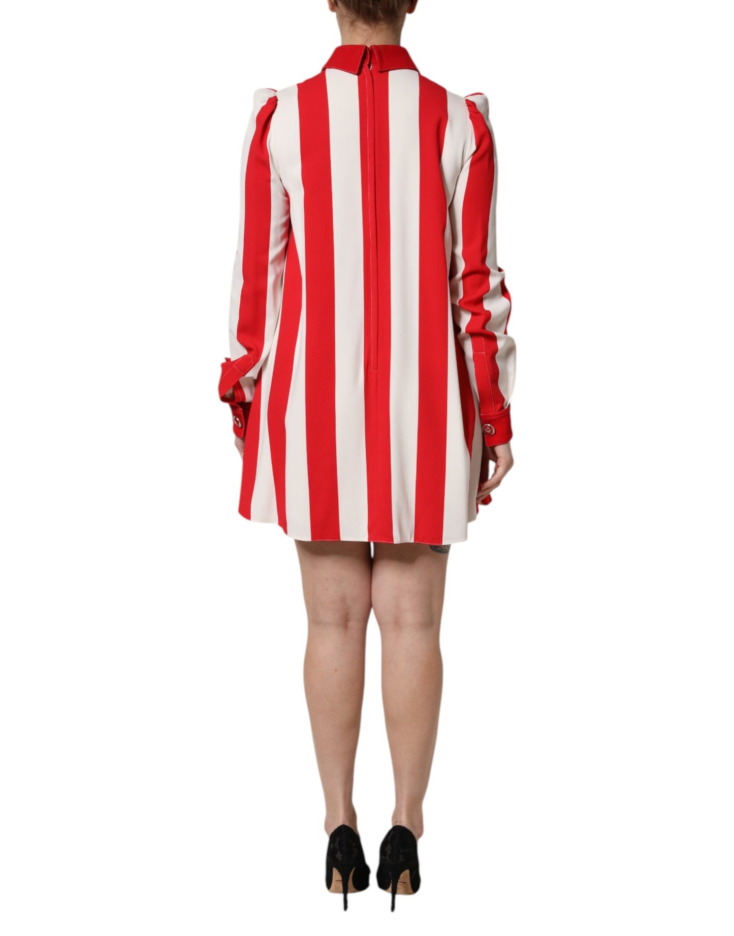 Dolce &amp; Gabbana – Minikleid mit langen Ärmeln und weißen und roten Streifen