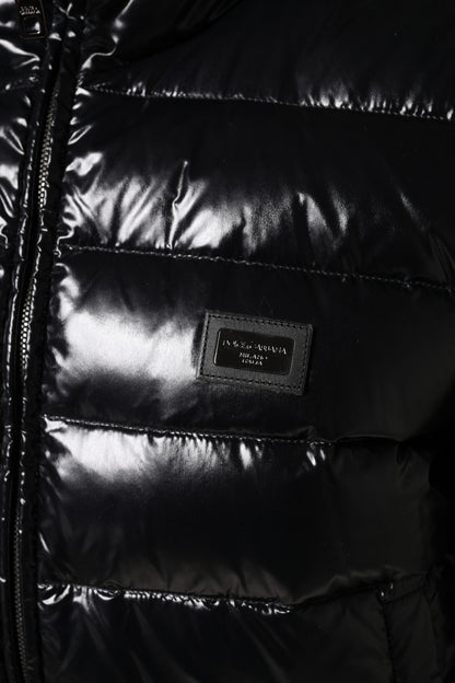 Dolce &amp; Gabbana – Pufferjacke mit durchgehendem Reißverschluss und schwarzem Logo-Schild
