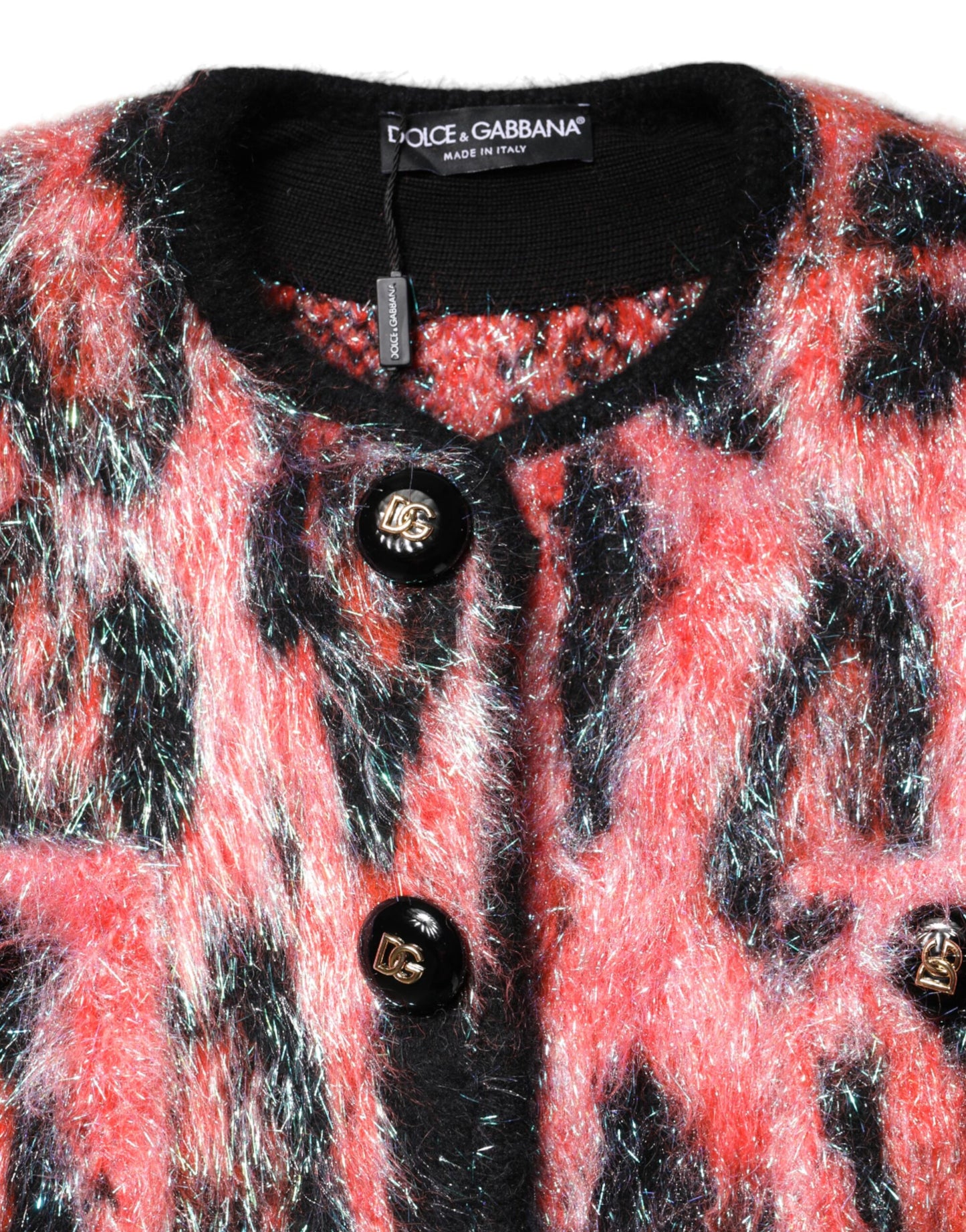 Dolce &amp; Gabbana Roter Cardigan aus Mohairwolle mit Knopfleiste
