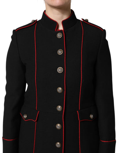 Dolce &amp; Gabbana – Einreihige Trenchcoat-Jacke aus schwarzer Wolle