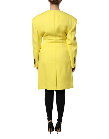 Dolce &amp; Gabbana – Gelbe, zweireihige Trenchcoat-Jacke