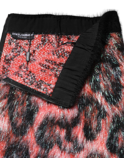 Dolce &amp; Gabbana Mehrfarbiger Minirock aus Plüsch mit hoher Taille