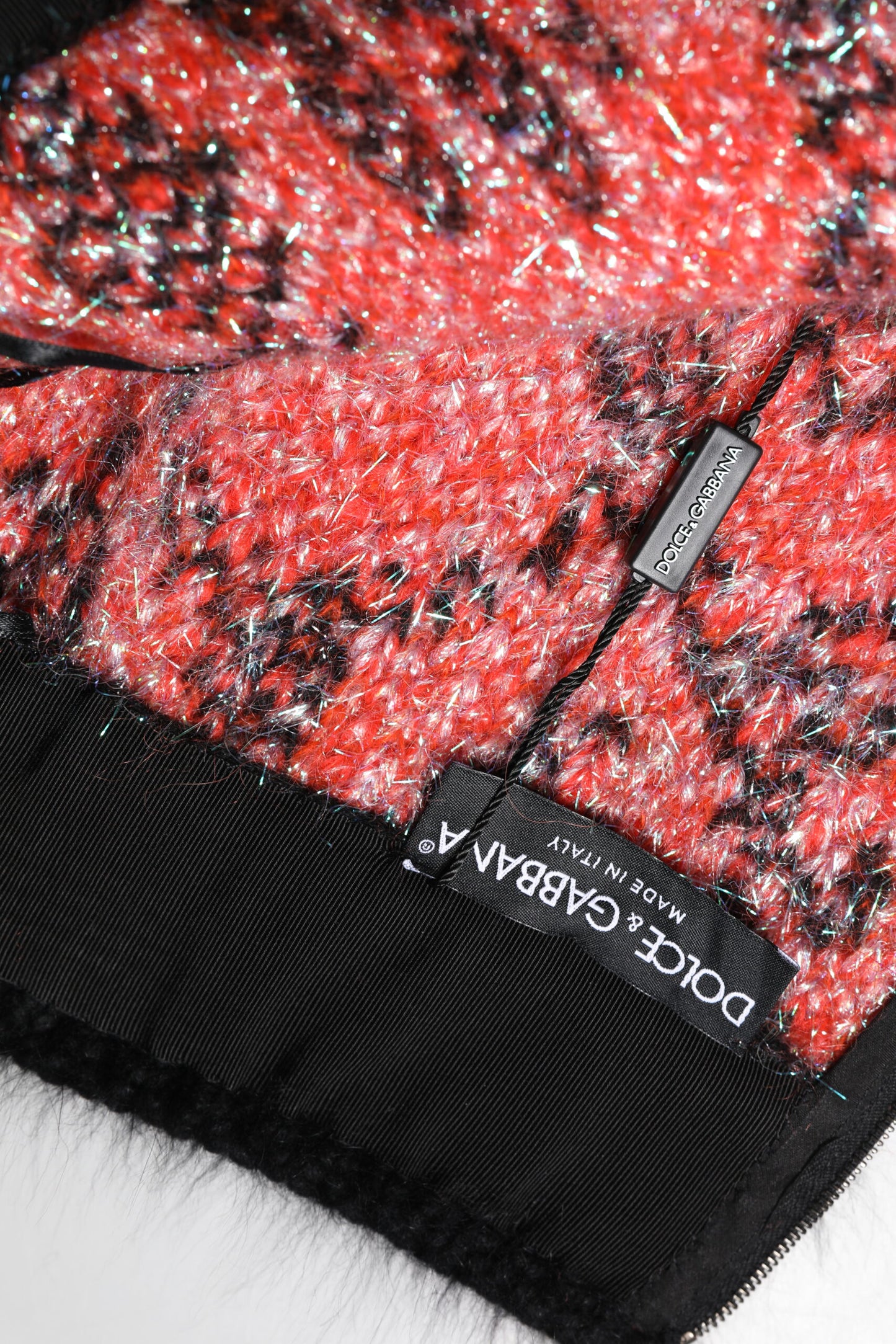 Dolce &amp; Gabbana Mehrfarbiger Minirock aus Plüsch mit hoher Taille