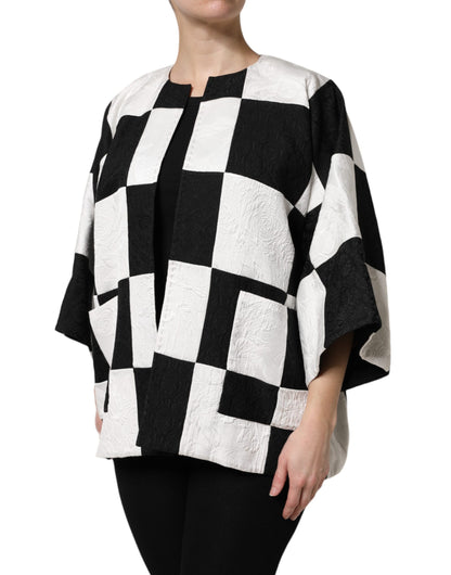 Dolce &amp; Gabbana – Weiß-schwarze Patchwork-Jacquard-Blazerjacke
