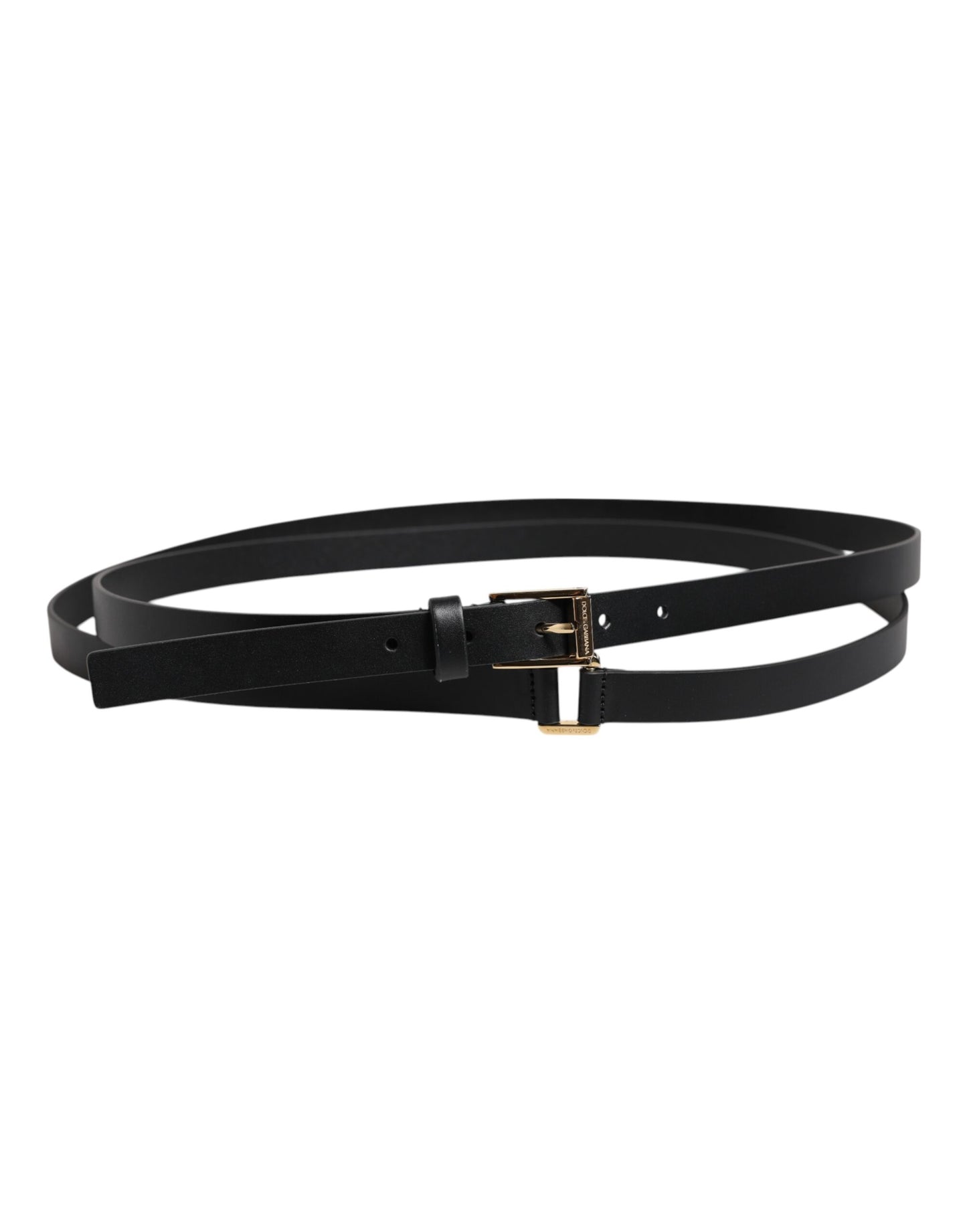 Dolce &amp; Gabbana Black Classic Gold Metal Logo Buckle Belt
