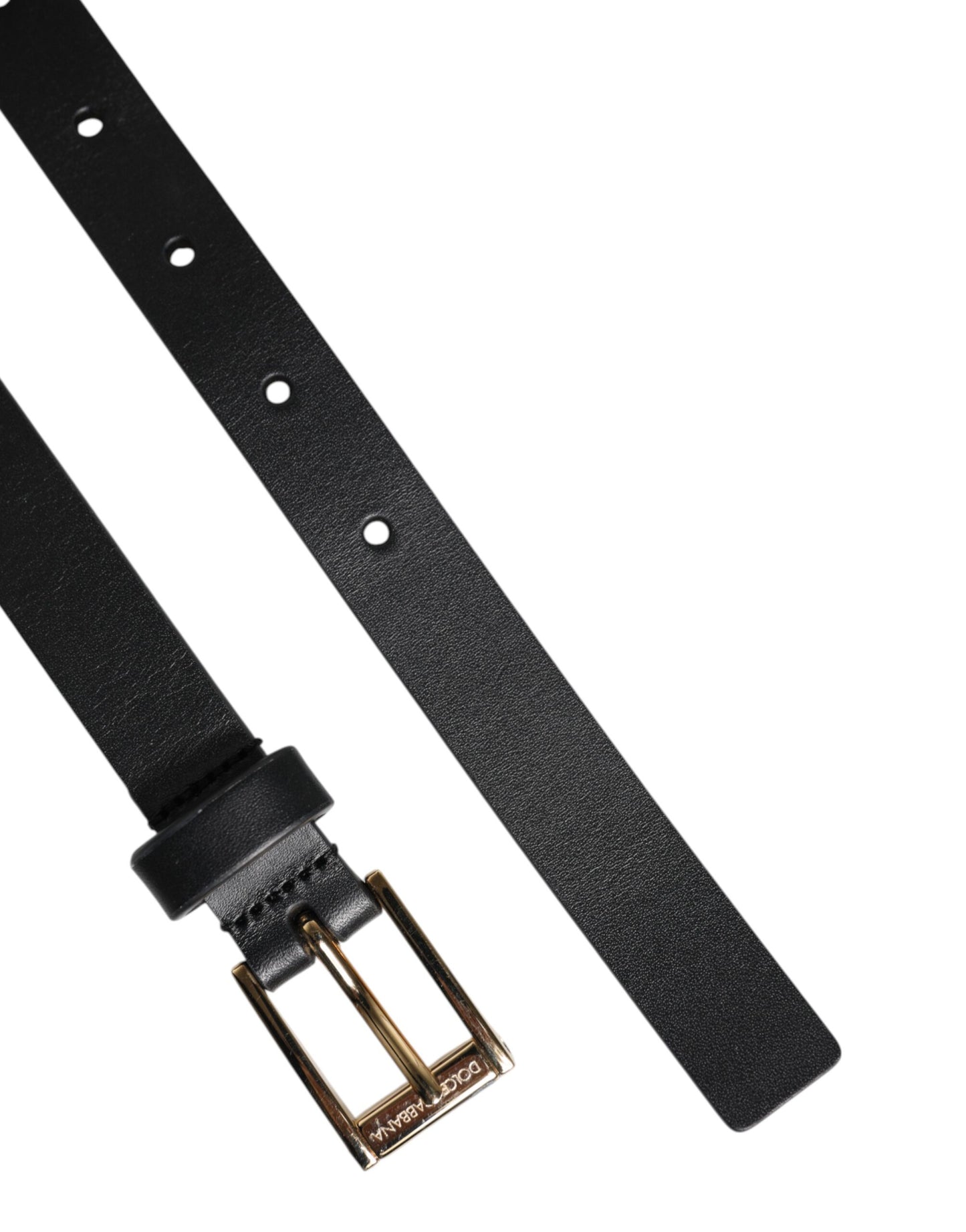 Dolce &amp; Gabbana Black Classic Gold Metal Logo Buckle Belt