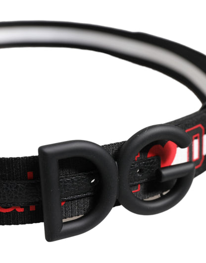 Dolce &amp; Gabbana Black Polyester Logo Print DG Buckle Belt