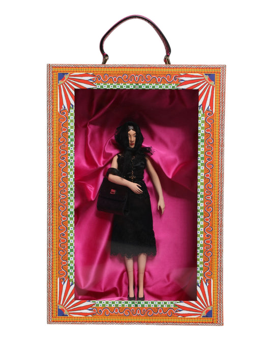 Dolce &amp; Gabbana Schwarzes Kleid Keramik Porzellan Mode Leder Sicily Dolls