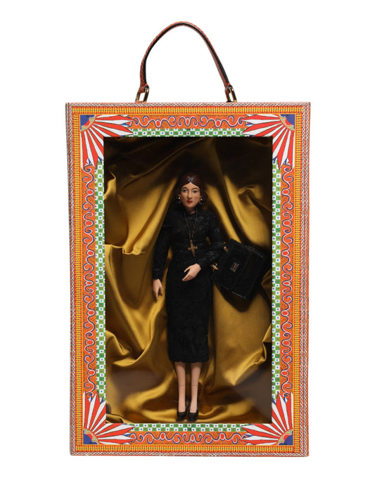 Dolce &amp; Gabbana Schwarzes Kleid Keramik Porzellan Mode Leder Sicily Dolls