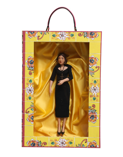 Dolce &amp; Gabbana Schwarzes Kleid Keramik Porzellan Mode Leder Sicily Dolls