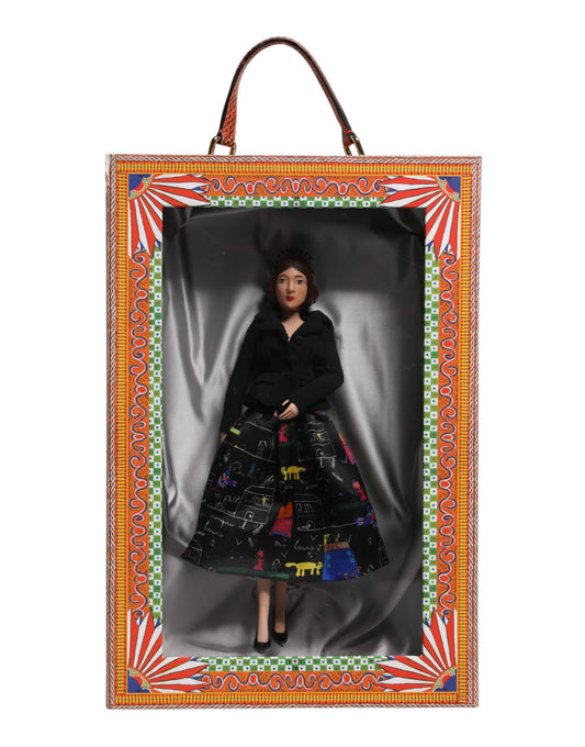 Dolce &amp; Gabbana Schwarzes Kleid Keramik Porzellan Mode Leder Sicily Dolls