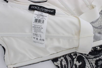 Dolce &amp; Gabbana – Weißes Maxikleid aus Seidenkorsett mit Blumenspitze