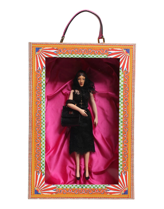 Dolce &amp; Gabbana Schwarzes Kleid Keramik Porzellan Mode Leder Sicily Dolls