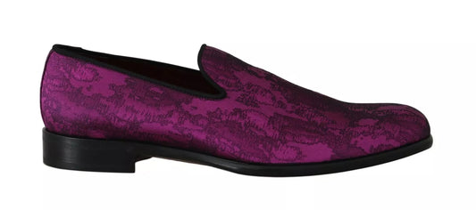 Dolce &amp; Gabbana – Lilafarbene Loafer aus Jacquard, formelle Schuhe