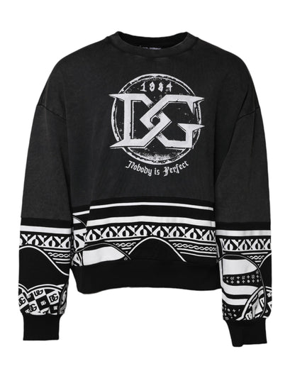 Dolce &amp; Gabbana – Schwarzer Pullover aus Baumwolle mit Logo-Print