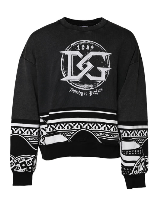 Dolce &amp; Gabbana – Schwarzer Pullover aus Baumwolle mit Logo-Print