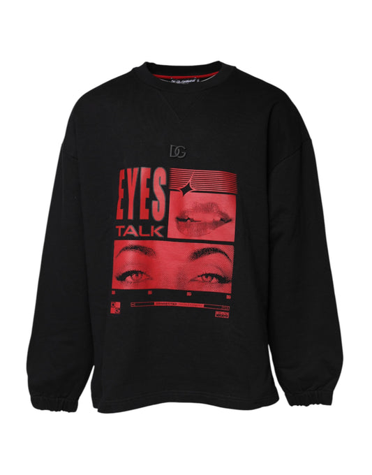 Dolce &amp; Gabbana – Schwarzer Pullover aus Baumwolle mit grafischem Print