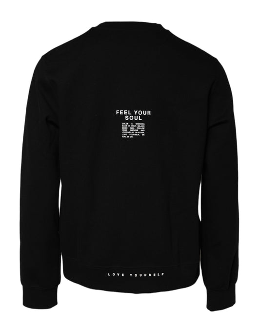 Dolce &amp; Gabbana – Schwarzer Strickpullover aus Baumwolle mit Logo