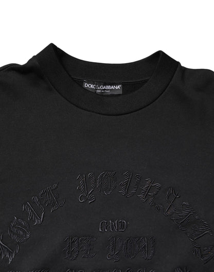 Dolce &amp; Gabbana – Schwarzer Pullover mit Rundhalsausschnitt und Stickerei