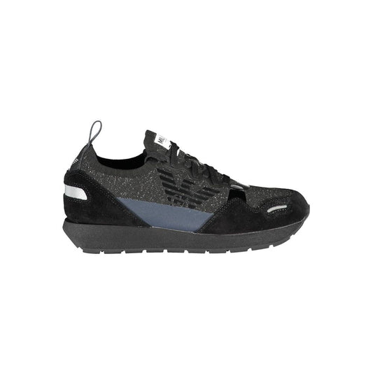 Emporio Armani Damen-Sneaker aus schwarzem Leder