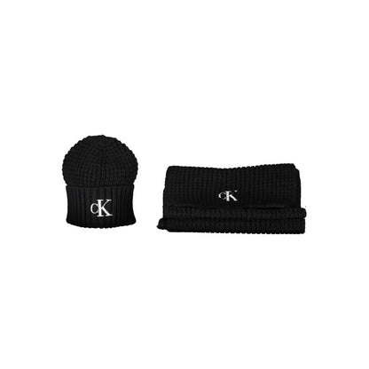 Calvin Klein Damen-Schal-Set, schwarz, Alpaka