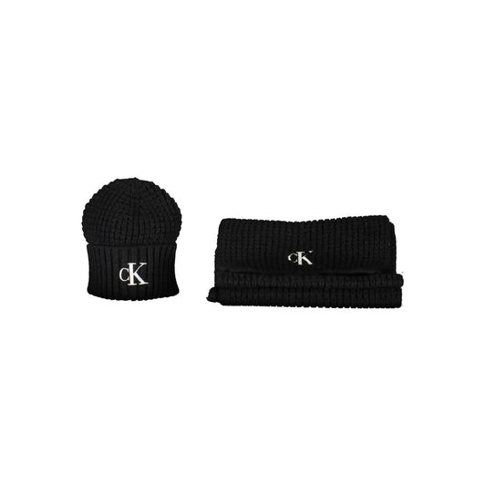 Calvin Klein Damen-Schal-Set, schwarz, Alpaka
