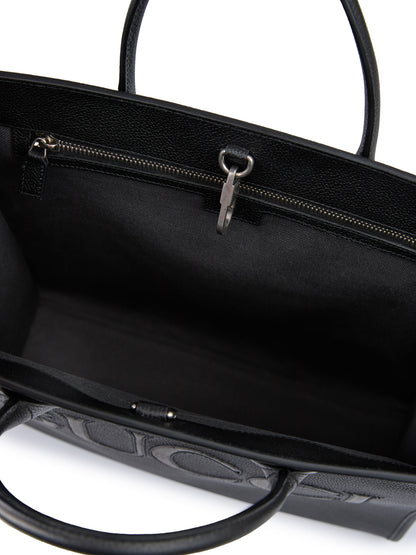 Gucci – Mittelgroße Tragetasche aus schwarzem Leder mit Logo