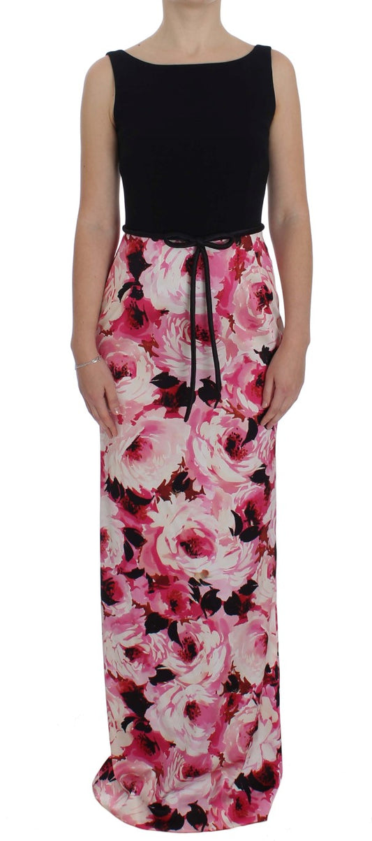 Dolce &amp; Gabbana – Langes Maxi-Etuikleid mit Blumenmuster in Rosa