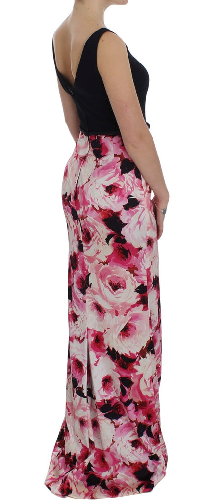 Dolce &amp; Gabbana – Langes Maxi-Etuikleid mit Blumenmuster in Rosa