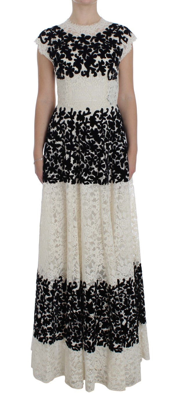 Dolce &amp; Gabbana Ricamo Langes Ball-Maxikleid mit floraler Spitze