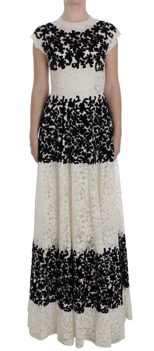 Dolce &amp; Gabbana Ricamo Langes Ball-Maxikleid mit floraler Spitze
