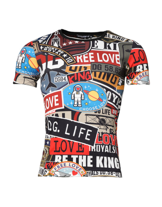 Dolce &amp; Gabbana Multicolor Patchwork Cotton Crew Neck T-shirt