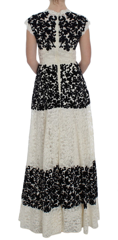 Dolce &amp; Gabbana Ricamo Langes Ball-Maxikleid mit floraler Spitze