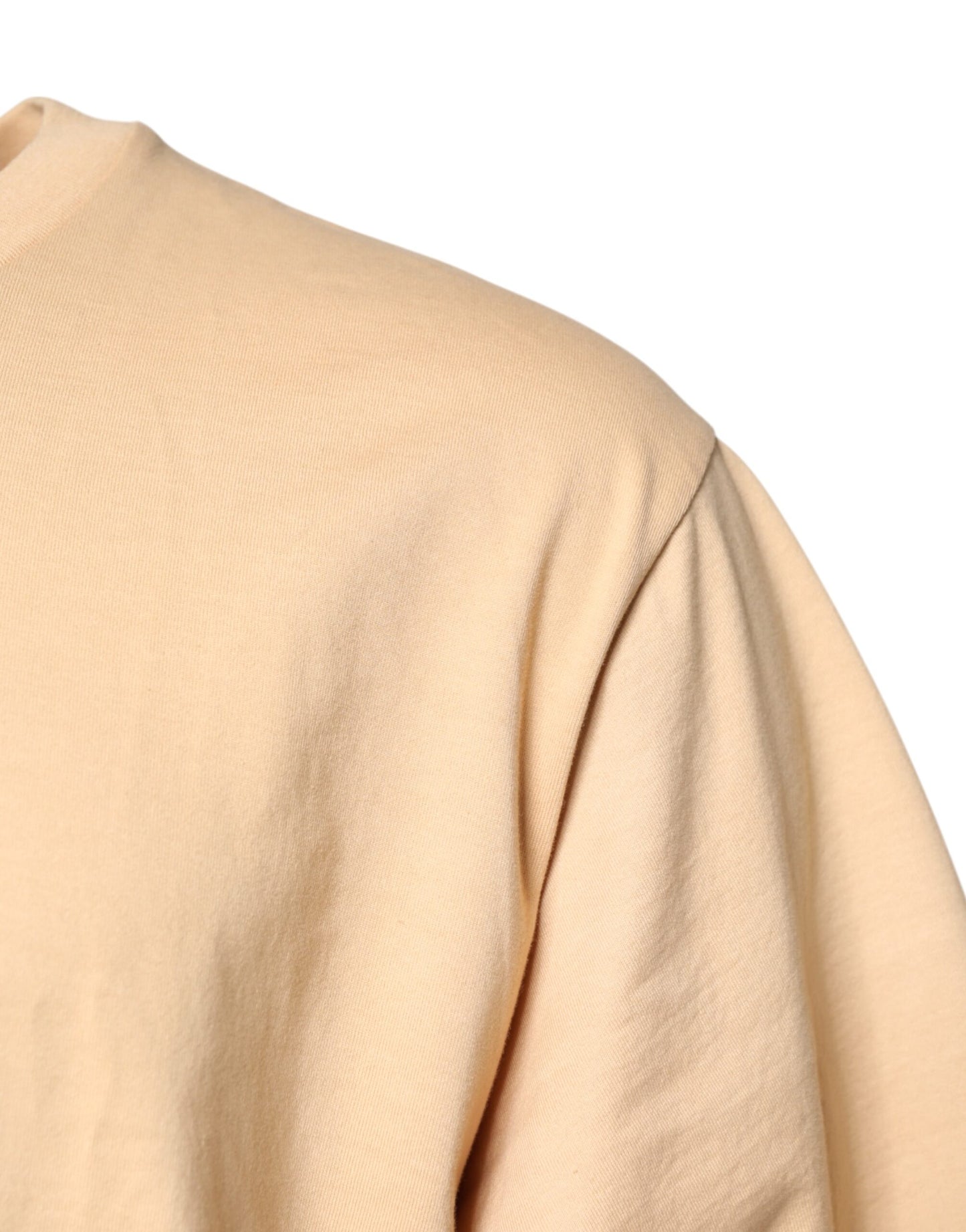 Dolce &amp; Gabbana Beige Cotton Logo Print Crew Neck T-shirt