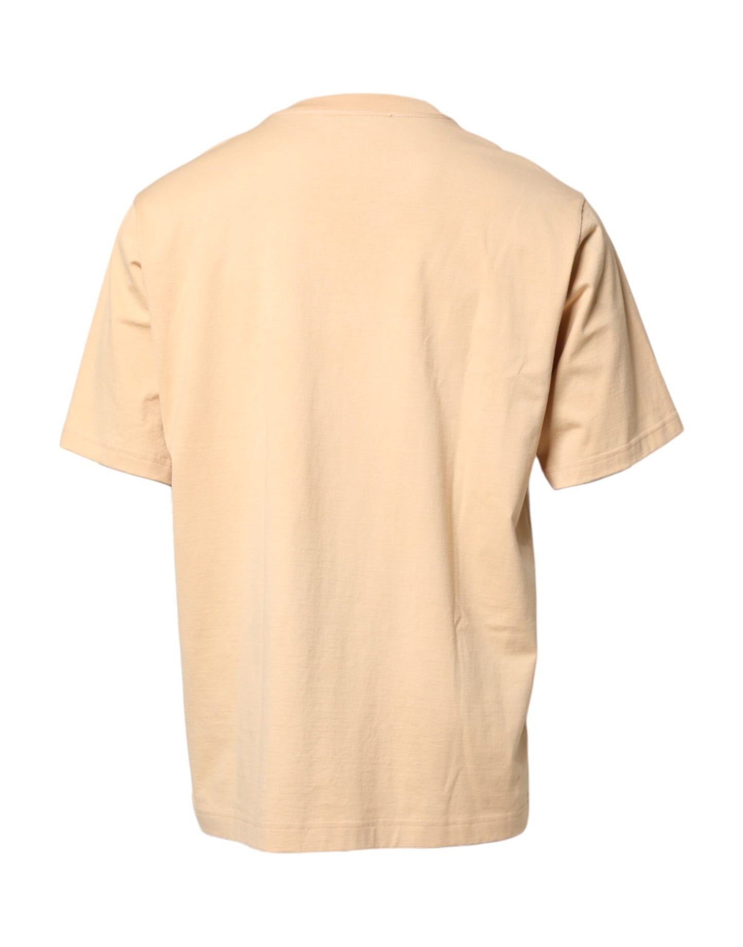 Dolce &amp; Gabbana Beige Cotton Logo Print Crew Neck T-shirt