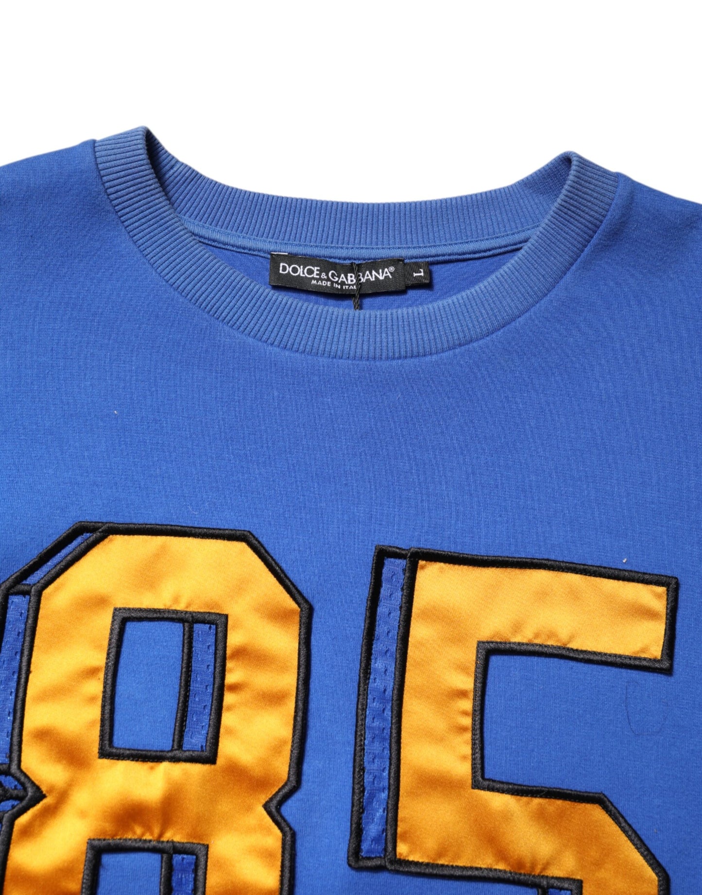 Dolce &amp; Gabbana Blue Printed Cotton Cropped Crew Neck T-shirt