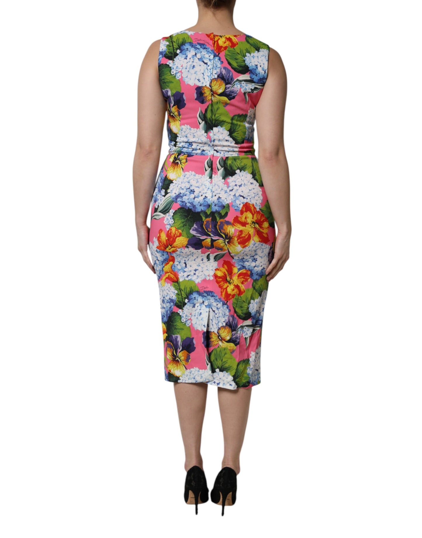 Dolce &amp; Gabbana – Ärmelloses Etuikleid mit mehrfarbigem Blumenmuster