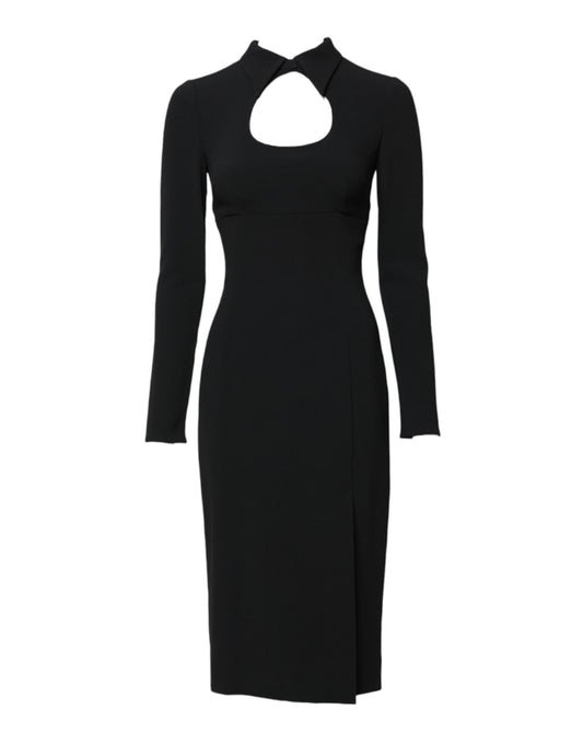 Dolce &amp; Gabbana – Schwarzes, langärmliges, figurbetontes Midikleid
